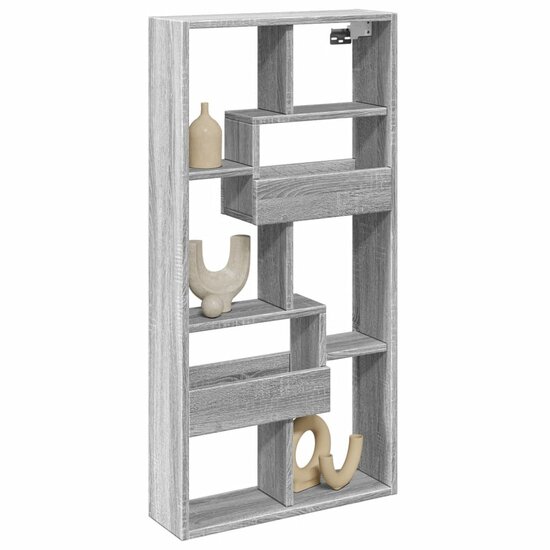 Wandkast Bewerkt Hout Eikenkleurig 50 x 15 x 100 cm Grijs sonoma