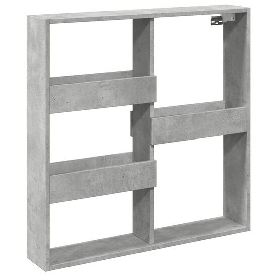 Wandkast Bewerkt Hout 80 x 15 x 80 cm Betongrijs