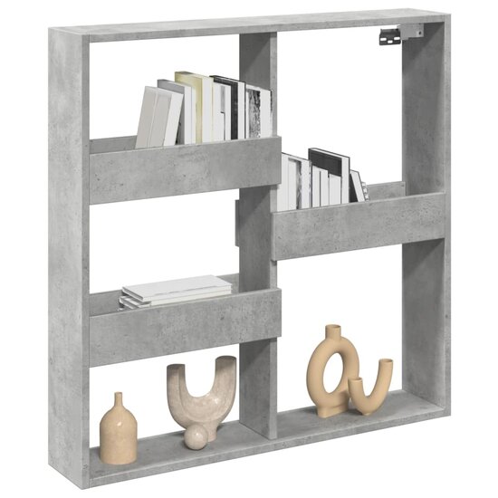 Wandkast Bewerkt Hout 80 x 15 x 80 cm Betongrijs