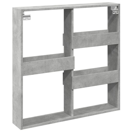 Wandkast Bewerkt Hout 80 x 15 x 80 cm Betongrijs