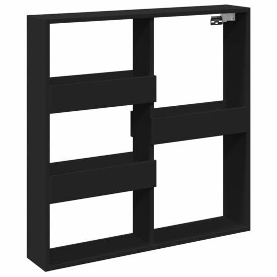 Wandkast Bewerkt Hout 80 x 15 x 80 cm Zwart