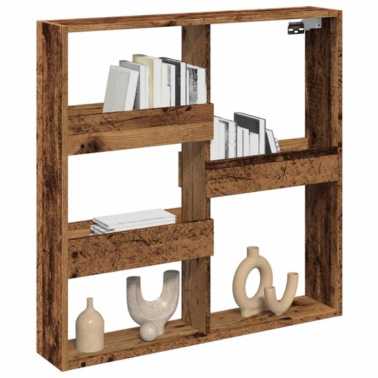 Wandkast Bewerkt Hout Kleurig 80 x 15 x 80 cm Oud hout