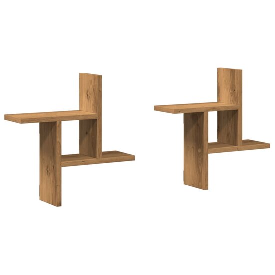 Wandschappen 2 St Bewerkt Hout Artisanaal 38 x 12 x 38 cm Eiken