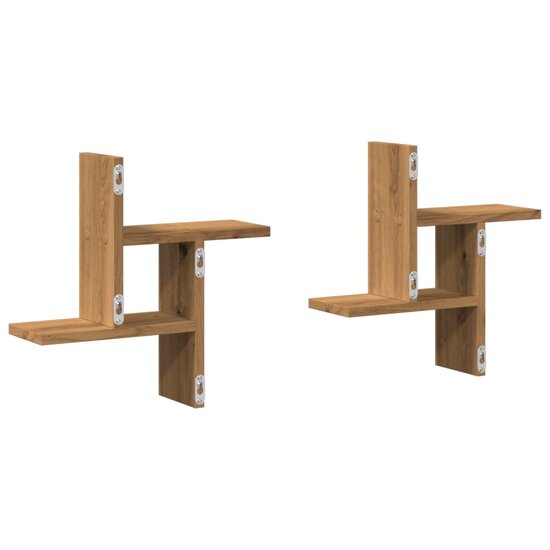 Wandschappen 2 St Bewerkt Hout Artisanaal 38 x 12 x 38 cm Eiken