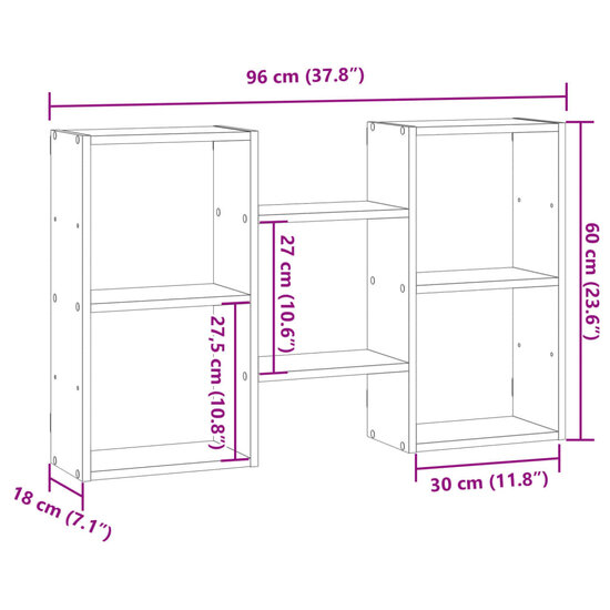 Wandschap 96X18X60 Cm Bewerkt Hout Betongrijs