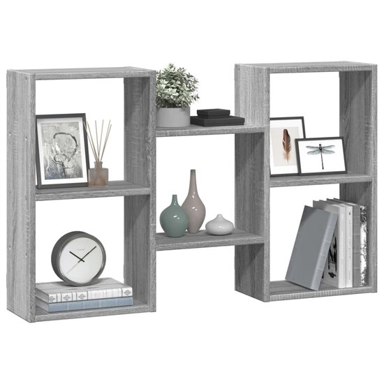 Wandschap 96X18X60 Cm Bewerkt Hout Eikenkleurig Grijs sonoma