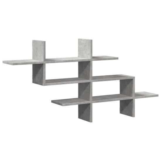 Wandschap 124,5X18X60,5 Cm Bewerkt Hout Betongrijs