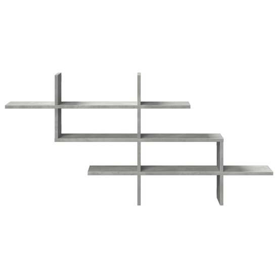 Wandschap 124,5X18X60,5 Cm Bewerkt Hout Betongrijs