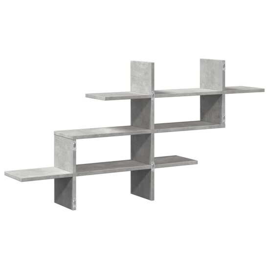 Wandschap 124,5X18X60,5 Cm Bewerkt Hout Betongrijs