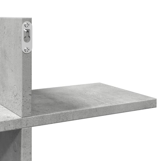 Wandschap 124,5X18X60,5 Cm Bewerkt Hout Betongrijs