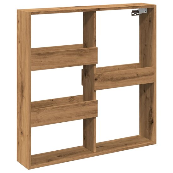 Wandkast Bewerkt Hout Artisanaal Eikenkleur 80 x 15 x 80 cm artisian oak
