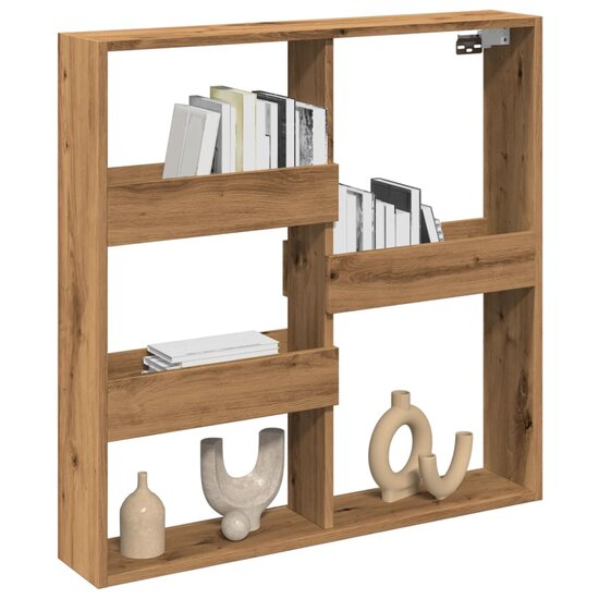Wandkast Bewerkt Hout Artisanaal Eikenkleur 80 x 15 x 80 cm artisian oak