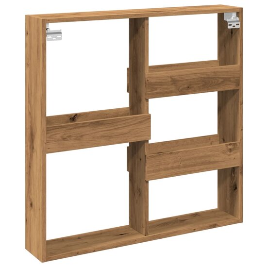 Wandkast Bewerkt Hout Artisanaal Eikenkleur 80 x 15 x 80 cm artisian oak
