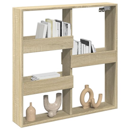 Wandkast Bewerkt Hout Kleurig 80 x 15 x 80 cm Sonoma eiken