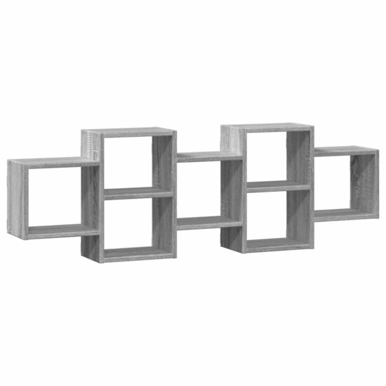 Wandschap 129x18x42 cm bewerkt hout grijs sonoma eikenkleurig