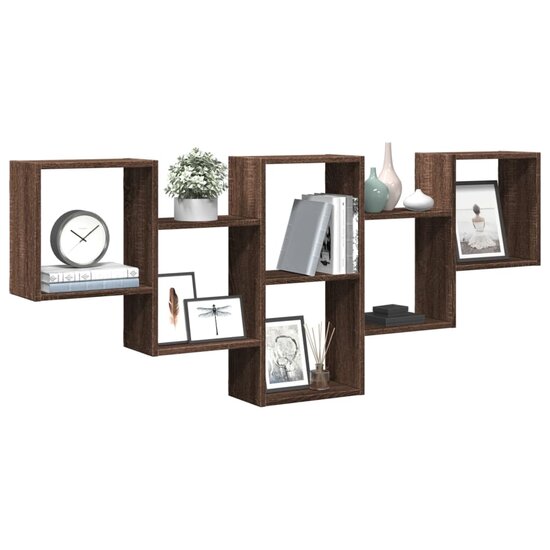 Wandschap 159x18x66 cm bewerkt hout bruin eikenkleurig