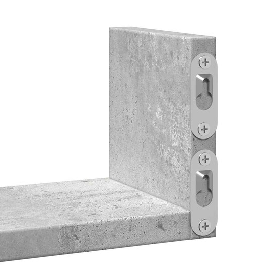 Wandschappen 3 st bewerkt hout betongrijs