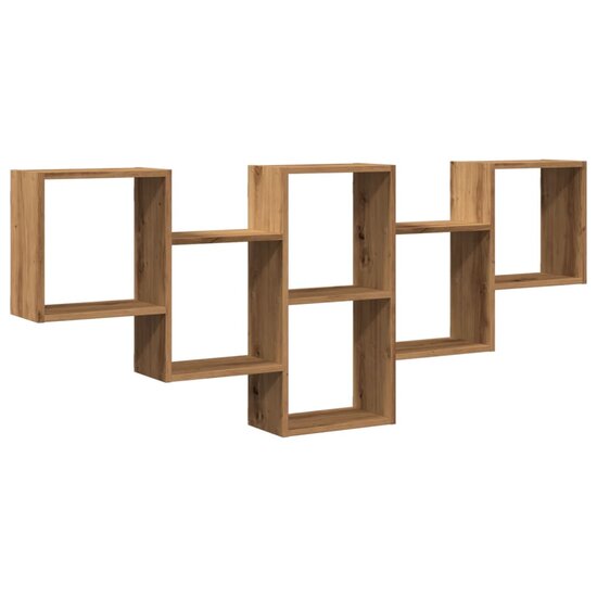 Wandschap 159x18x66 cm bewerkt hout artisanaal eikenkleurig