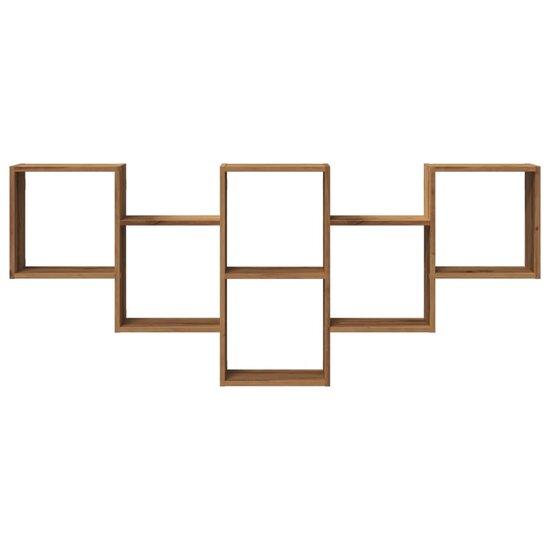 Wandschap 159x18x66 cm bewerkt hout artisanaal eikenkleurig