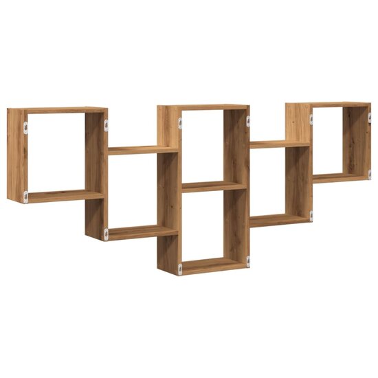 Wandschap 159x18x66 cm bewerkt hout artisanaal eikenkleurig