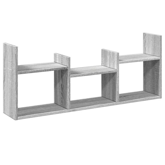 Wandkast 100X18X40 Cm Bewerkt Hout Eikenkleurig Grijs sonoma
