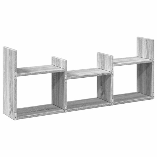 Wandkast 100X18X40 Cm Bewerkt Hout Eikenkleurig Grijs sonoma
