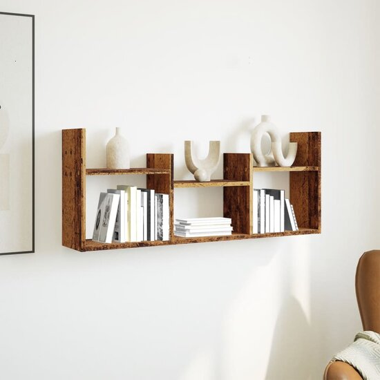 Wandkast 100X18X40 Cm Bewerkt Hout Kleurig Oud hout