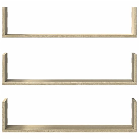 Wandschappen 3 St Bewerkt Hout Kleurig 80 x 18 x 18 cm Sonoma eiken