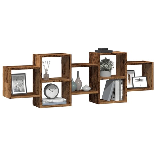 Wandschap Bewerkt Hout Kleurig 129 x 18 x 42 cm Oud hout