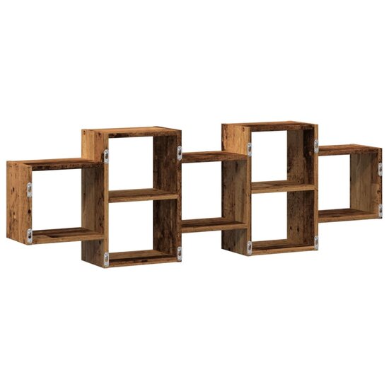 Wandschap Bewerkt Hout Kleurig 129 x 18 x 42 cm Oud hout