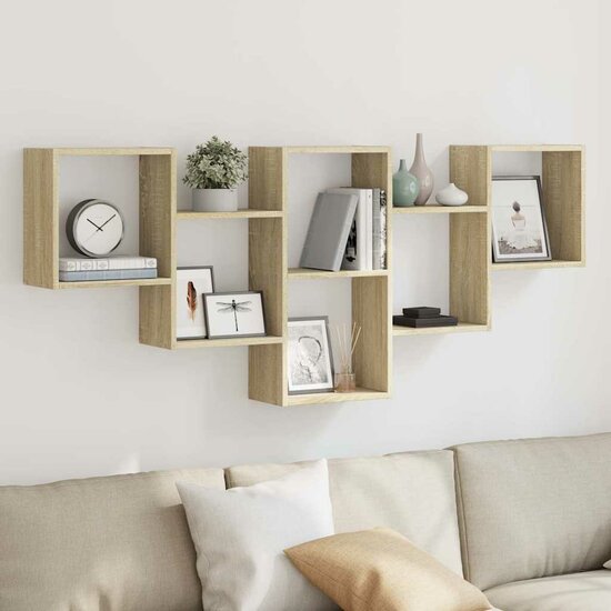 Wandschap 159X18X66 Cm Bewerkt Hout Kleurig Sonoma eiken