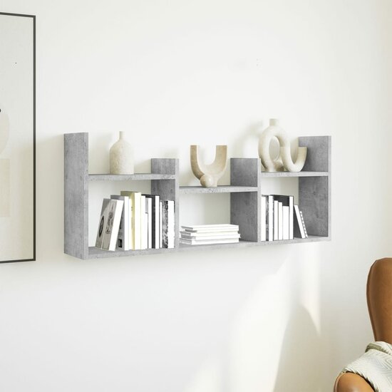 Wandkast 100X18X40 Cm Bewerkt Hout Betongrijs