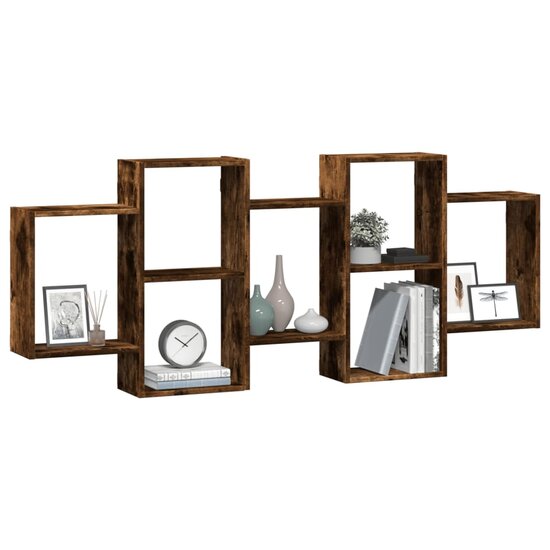 Wandschap Bewerkt Hout Kleurig 159 x 18 x 65 cm Gerookt eiken
