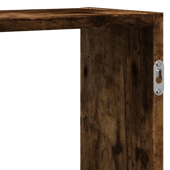 Wandschap Bewerkt Hout Kleurig 159 x 18 x 65 cm Gerookt eiken