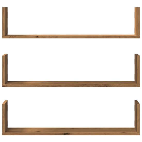 Wandschappen 3 St Bewerkt Hout Artisanaal 80 x 18 x 18 cm Eiken