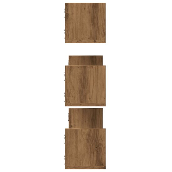 Wandschappen 3 St Bewerkt Hout Artisanaal 80 x 18 x 18 cm Eiken