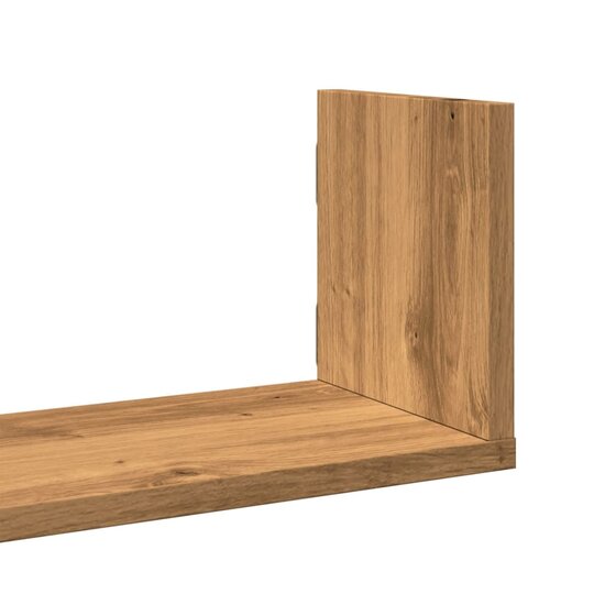 Wandschappen 3 St Bewerkt Hout Artisanaal 80 x 18 x 18 cm Eiken
