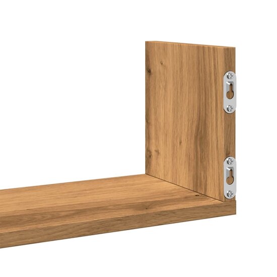 Wandschappen 3 St Bewerkt Hout Artisanaal 80 x 18 x 18 cm Eiken
