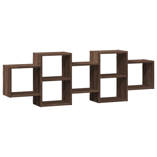 Wandschap Bewerkt Hout Ig 129 x 18 x 42 cm bruin eikenkleur