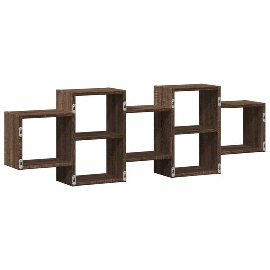 Wandschap Bewerkt Hout Ig 129 x 18 x 42 cm bruin eikenkleur