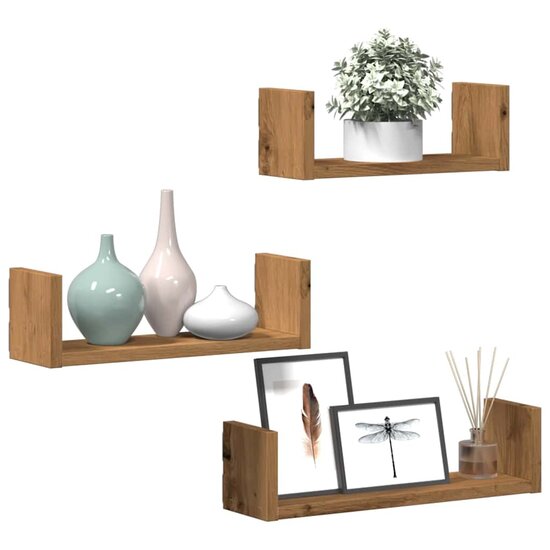 Wandschappen Bewerkt Hout Artisanaal Eiken 40 x 10 x 10.5 cm