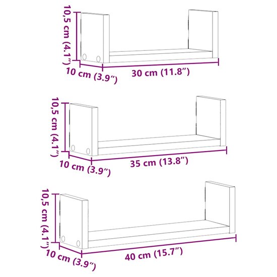 Wandschappen Bewerkt Hout Artisanaal Eiken 40 x 10 x 10.5 cm