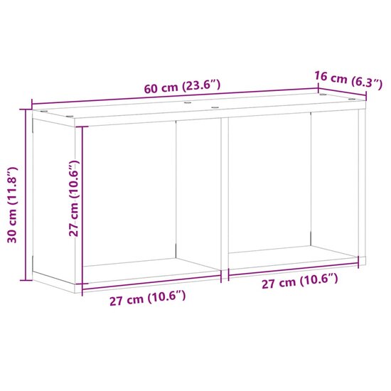 Wandkast Bewerkt Hout 60 x 16 x 30 cm Wit