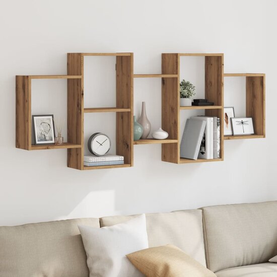 Wandschap Bewerkt Hout Artisanaal Kleurig 159 x 18 x 65 cm Eiken
