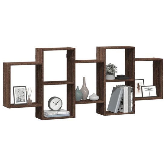 Wandschap Bewerkt Hout Ig 159 x 18 x 65 cm bruin eikenkleur