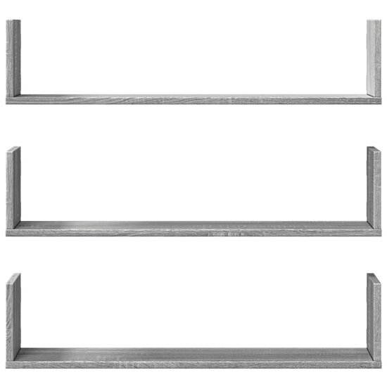 Wandschappen 3 St Bewerkt Hout Eiken 80 x 18 x 18 cm Grijs sonoma
