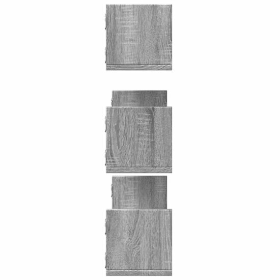 Wandschappen 3 St Bewerkt Hout Eiken 80 x 18 x 18 cm Grijs sonoma
