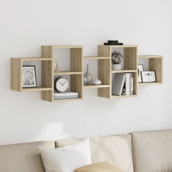 Wandschap Bewerkt Hout Kleurig 129 x 18 x 42 cm Sonoma eiken