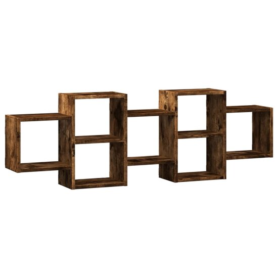 Wandschap Bewerkt Hout Kleurig 129 x 18 x 42 cm Gerookt eiken