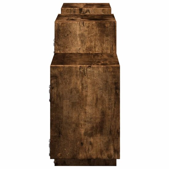 Wandschap Bewerkt Hout Kleurig 129 x 18 x 42 cm Gerookt eiken